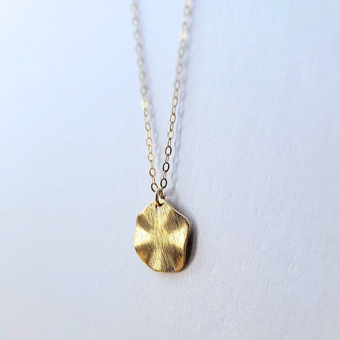Minimalist Wavy Disc Gold Necklace